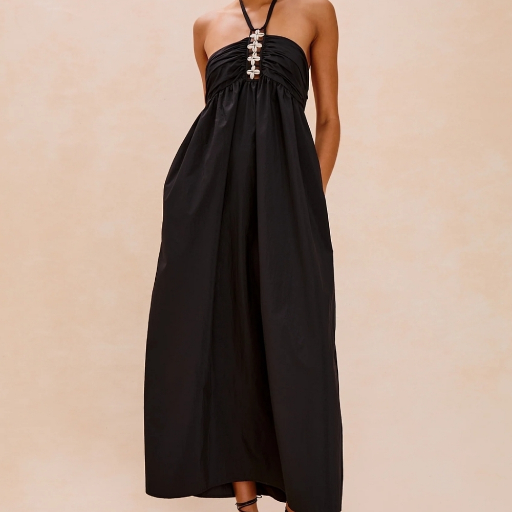 Rails Black Strapless Maxi Dress with Shell Detail